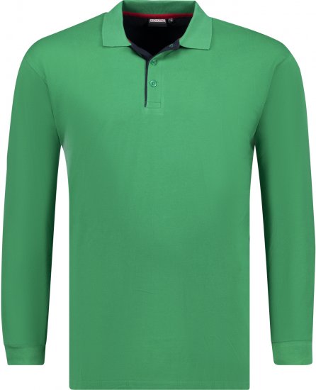 Adamo Peter Comfort fit Long sleeve Polo Green - Polokošile - Polokošile 2XL-8XL - Trička s límečkem 2XL-8XL