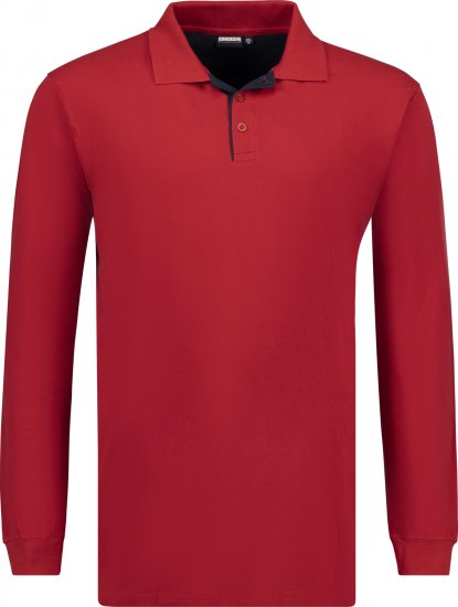 Adamo Peter Comfort fit Long sleeve Polo Red - Polokošile - Polokošile 2XL-8XL - Trička s límečkem 2XL-8XL
