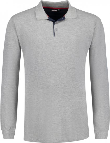 Adamo Peter Comfort fit Long sleeve Polo Grey - Polokošile - Polokošile 2XL-8XL - Trička s límečkem 2XL-8XL