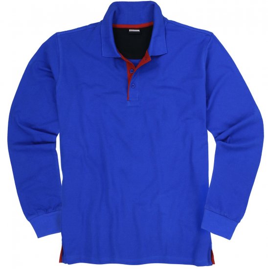Adamo Peter Comfort fit Long sleeve Polo Blue - Polokošile - Polokošile 2XL-8XL - Trička s límečkem 2XL-8XL
