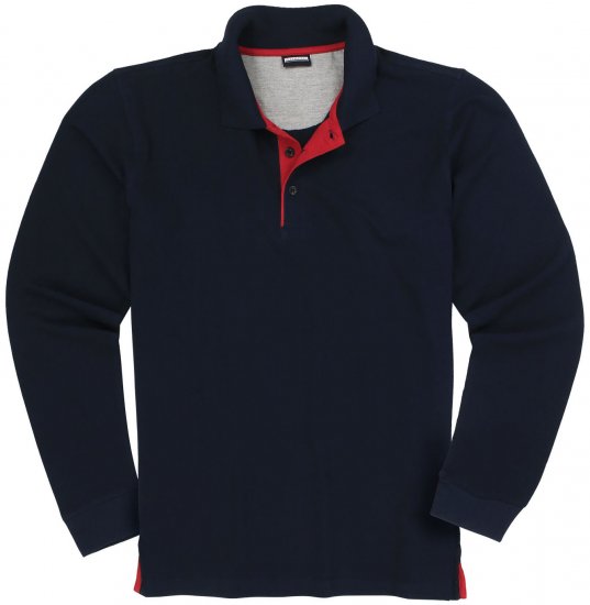 Adamo Peter Comfort fit Long sleeve Polo Navy - Polokošile - Polokošile 2XL-8XL - Trička s límečkem 2XL-8XL