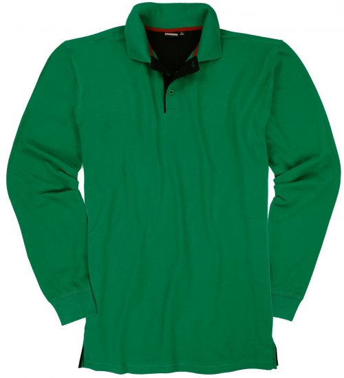 Adamo Peter Comfort fit Long sleeve Polo Green - Polokošile - Polokošile 2XL-8XL - Trička s límečkem 2XL-8XL
