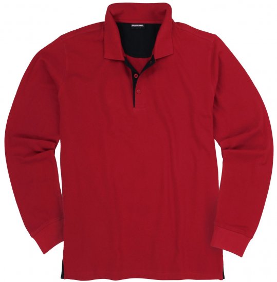 Adamo Peter Comfort fit Long sleeve Polo Red - Polokošile - Polokošile 2XL-8XL - Trička s límečkem 2XL-8XL