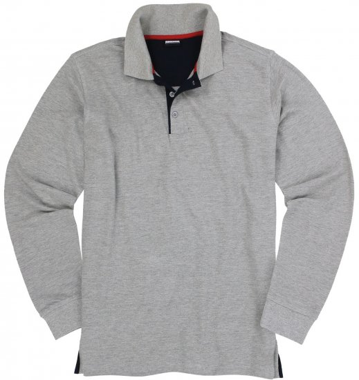 Adamo Peter Comfort fit Long sleeve Polo Grey - Polokošile - Polokošile 2XL-8XL - Trička s límečkem 2XL-8XL