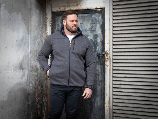 D555 Conrad Detachable Hood Bonded Fleece Zip Through Hoody TALL Námořnická modrá - TALL mikiny - TALL mikiny pro vysoké muže