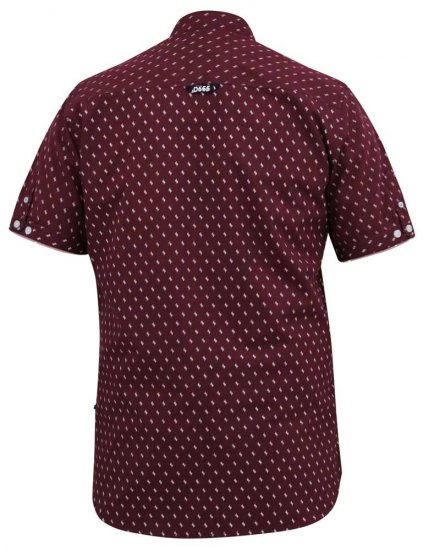 D555 DUNSTABLE S/S Micro AO Print Shirt Burgundy - Košile - Košile 2XL-10XL