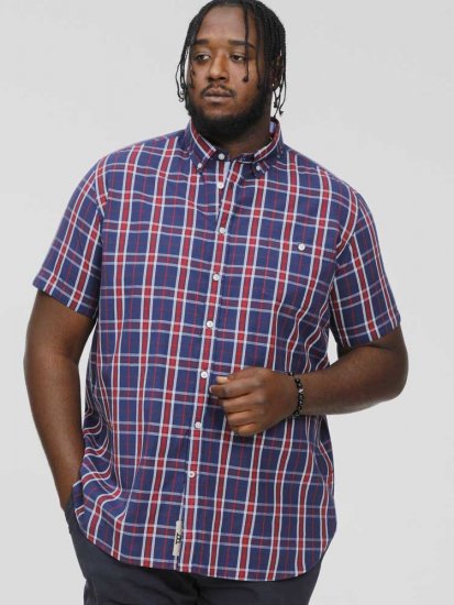 D555 ROYSTON S/S Shirt Navy - Košile - Košile 2XL-10XL