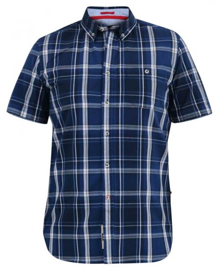 D555 HADSTOCK Check Button Down Collar S/S Shirt Navy - Košile - Košile 2XL-10XL