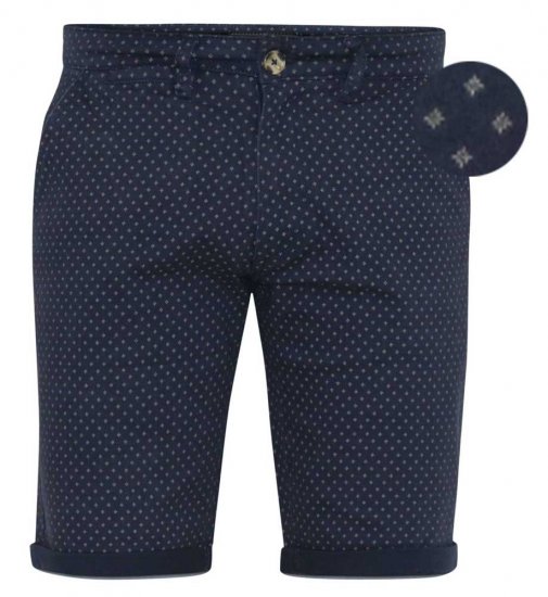 D555 DUDLEY AO Printed Stretch Chino Shorts Navy - Šortky - Šortky Nadměrné Velikosti W40-W60