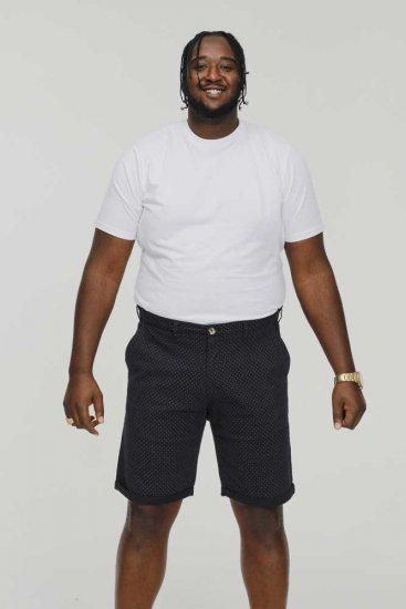 D555 DUDLEY AO Printed Stretch Chino Shorts Navy - Šortky - Šortky Nadměrné Velikosti W40-W60