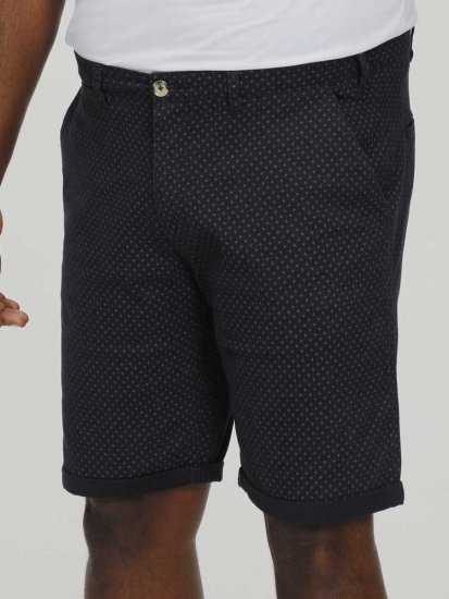 D555 DUDLEY AO Printed Stretch Chino Shorts Navy - Šortky - Šortky Nadměrné Velikosti W40-W60