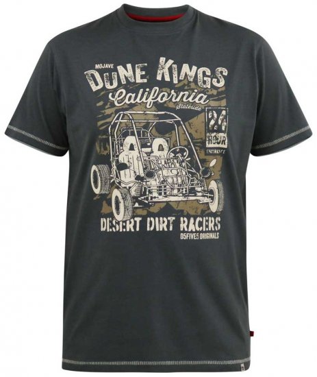 D555 BENNETT Dune Kings Buggy Printed Crew Neck T-Shirt Khaki - Trička - Trička nadměrné velikosti - 2XL-14XL