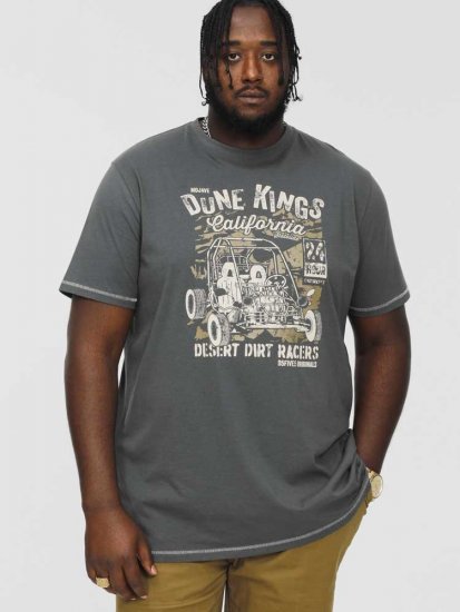 D555 BENNETT Dune Kings Buggy Printed Crew Neck T-Shirt Khaki - Trička - Trička nadměrné velikosti - 2XL-14XL