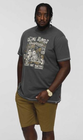 D555 BENNETT Dune Kings Buggy Printed Crew Neck T-Shirt Khaki - Trička - Trička nadměrné velikosti - 2XL-14XL