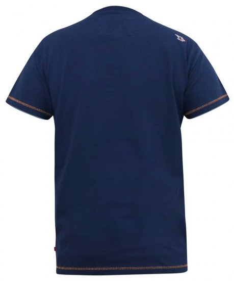 D555 COLIN Born To Rock Printed Crew Neck T-Shirt French Navy - Trička - Trička nadměrné velikosti - 2XL-14XL