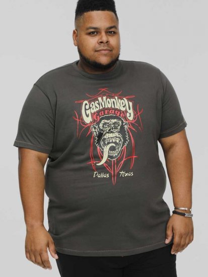 D555 DALLAS Official Gas Monkey Printed Crew Neck T-Shirt Khaki - Trička - Trička nadměrné velikosti - 2XL-14XL