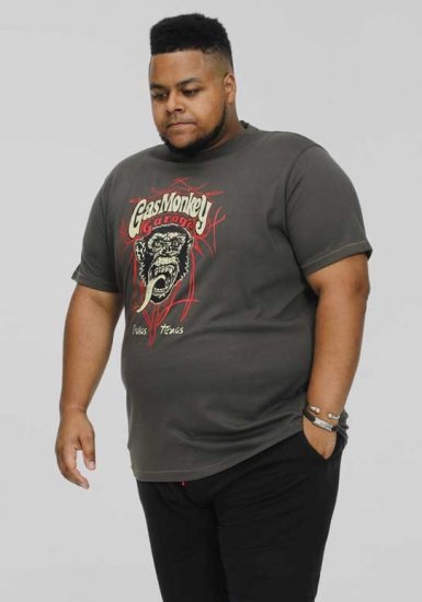 D555 DALLAS Official Gas Monkey Printed Crew Neck T-Shirt Khaki - Trička - Trička nadměrné velikosti - 2XL-14XL