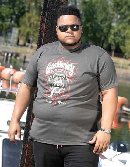 D555 DALLAS Official Gas Monkey Printed Crew Neck T-Shirt Khaki - Trička - Trička nadměrné velikosti - 2XL-14XL