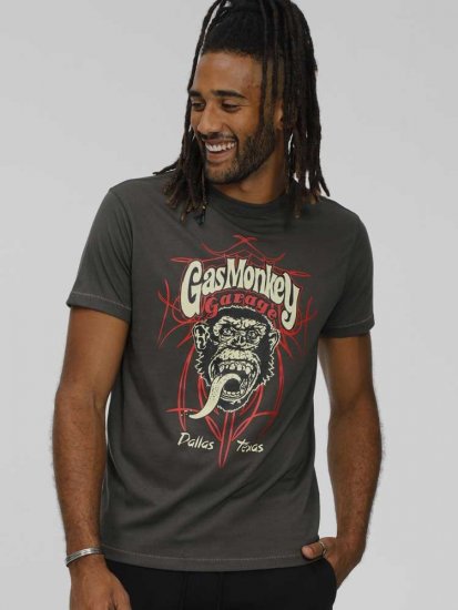 D555 DALLAS Official Gas Monkey Printed Crew Neck T-Shirt Khaki - Trička - Trička nadměrné velikosti - 2XL-14XL
