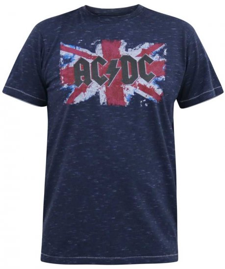 D555 DENNIS Official AC/DC Printed Crew Neck T-Shirt Navy Reno - Trička - Trička nadměrné velikosti - 2XL-14XL