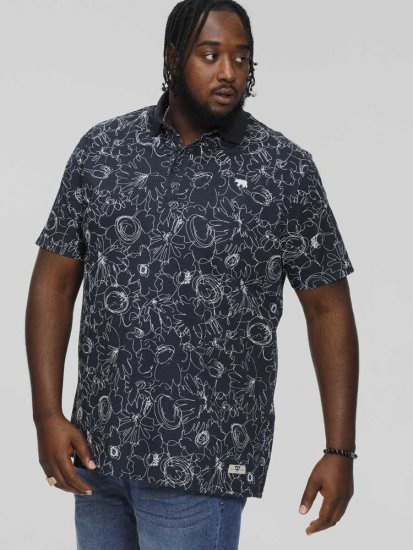 D555 ROLAND Printed Polo Shirt Navy - Polokošile - Polokošile 2XL-8XL - Trička s límečkem 2XL-8XL