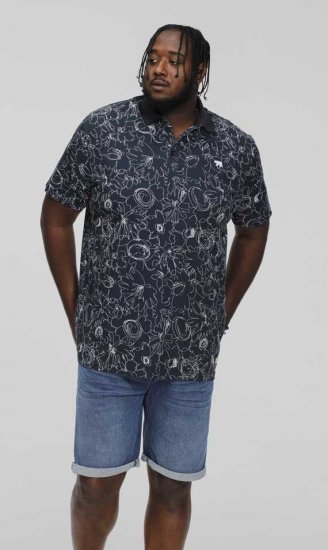 D555 ROLAND Printed Polo Shirt Navy - Polokošile - Polokošile 2XL-8XL - Trička s límečkem 2XL-8XL