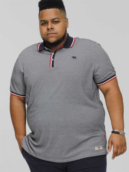 D555 BAYTON 2 Fine Stripe Jersey Polo Grey - Polokošile - Polokošile 2XL-8XL - Trička s límečkem 2XL-8XL