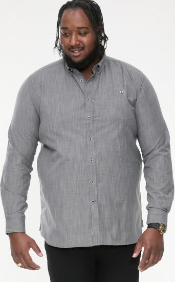 D555 RADCLIFFE Cross Hatch Soft Touch Slub Long Sleeve Shirt With Chest Patch Pocket Charcoal - Košile - Košile 2XL-10XL