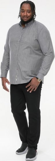 D555 RADCLIFFE Cross Hatch Soft Touch Slub Long Sleeve Shirt With Chest Patch Pocket Charcoal - Košile - Košile 2XL-10XL