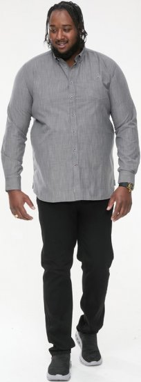 D555 RADCLIFFE Cross Hatch Soft Touch Slub Long Sleeve Shirt With Chest Patch Pocket Charcoal - Košile - Košile 2XL-10XL
