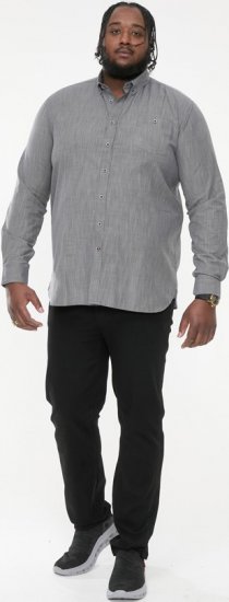 D555 RADCLIFFE Cross Hatch Soft Touch Slub Long Sleeve Shirt With Chest Patch Pocket Charcoal - Košile - Košile 2XL-10XL