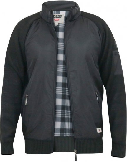 D555 MARSDEN Hybrid Knitted Jacket With Bonded Fleece Lining Black - Bundy - Bundy Nadměrné Velikosti - 2XL-8XL