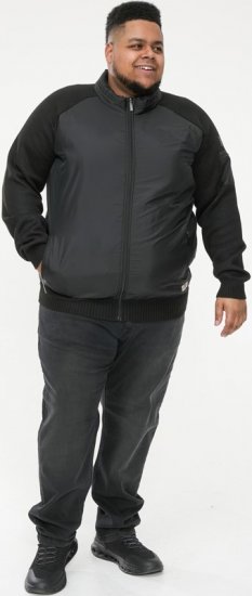 D555 MARSDEN Hybrid Knitted Jacket With Bonded Fleece Lining Black - Bundy - Bundy Nadměrné Velikosti - 2XL-8XL