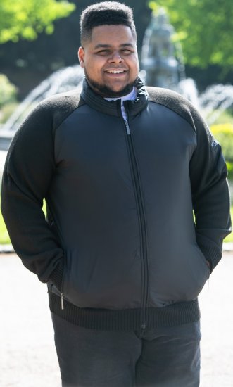 D555 MARSDEN Hybrid Knitted Jacket With Bonded Fleece Lining Black - Bundy - Bundy Nadměrné Velikosti - 2XL-8XL