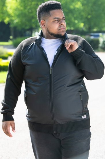 D555 MARSDEN Hybrid Knitted Jacket With Bonded Fleece Lining Black - Bundy - Bundy Nadměrné Velikosti - 2XL-8XL