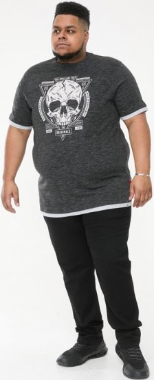 D555 DARREN Skull Printed T-Shirt With Double Layer On Hem & Cuff Black Reno - Trička - Trička nadměrné velikosti - 2XL-14XL