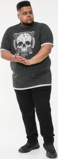 D555 DARREN Skull Printed T-Shirt With Double Layer On Hem & Cuff Black Reno - Trička - Trička nadměrné velikosti - 2XL-14XL