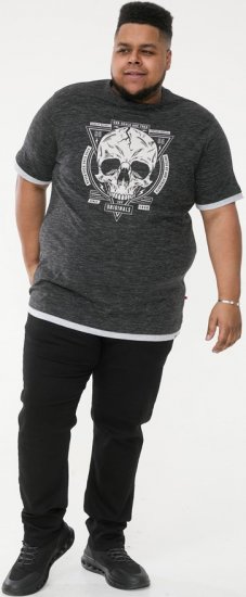 D555 DARREN Skull Printed T-Shirt With Double Layer On Hem & Cuff Black Reno - Trička - Trička nadměrné velikosti - 2XL-14XL