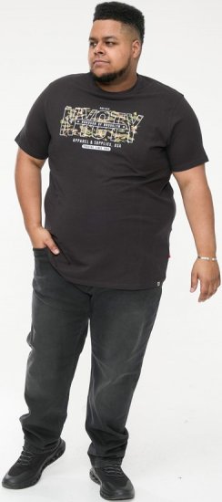 D555 EDWALTON NYCTY Camo Printed Crew Neck T-Shirt Washed Black - Trička - Trička nadměrné velikosti - 2XL-14XL