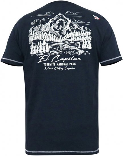 D555 GRAHAM YOSEMITE Chest And Back Printed Crew Neck T-Shirt Navy - Trička - Trička nadměrné velikosti - 2XL-14XL
