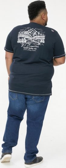 D555 GRAHAM YOSEMITE Chest And Back Printed Crew Neck T-Shirt Navy - Trička - Trička nadměrné velikosti - 2XL-14XL