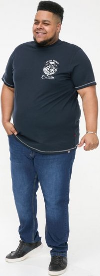 D555 GRAHAM YOSEMITE Chest And Back Printed Crew Neck T-Shirt Navy - Trička - Trička nadměrné velikosti - 2XL-14XL