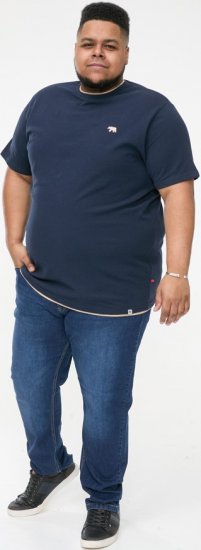 D555 SANDFORD Double Layer On Neck Ribs And Hem Waffle Textured T-Shirt Navy - Trička - Trička nadměrné velikosti - 2XL-14XL