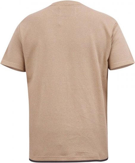 D555 SANDFORD Double Layer On Neck Ribs And Hem Waffle Textured T-Shirt Beige - Trička - Trička nadměrné velikosti - 2XL-14XL