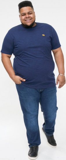 D555 ORSTON Reno Fabric Crew Neck T-Shirt With Chest Embroidery Blue Reno - Trička - Trička nadměrné velikosti - 2XL-14XL