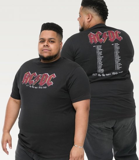 D555 JAILBREAK Official Ac/Dc Printed T-Shirt With Front And Back Print - Black - Trička - Trička nadměrné velikosti - 2XL-14XL