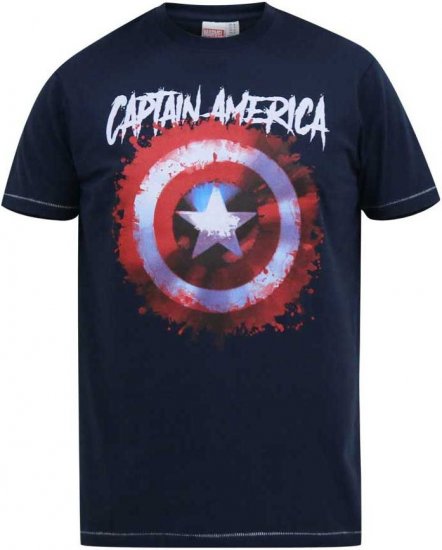 D555 ROGERS Official Captain America Printed T-Shirt Dark Navy - Trička - Trička nadměrné velikosti - 2XL-14XL