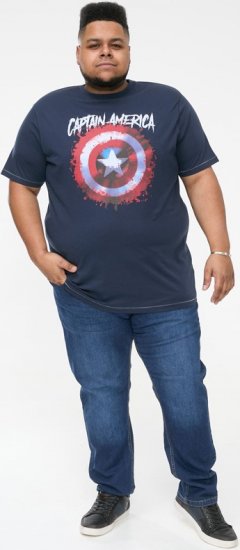 D555 ROGERS Official Captain America Printed T-Shirt Dark Navy - Trička - Trička nadměrné velikosti - 2XL-14XL