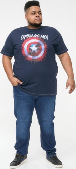 D555 ROGERS Official Captain America Printed T-Shirt Dark Navy - Trička - Trička nadměrné velikosti - 2XL-14XL