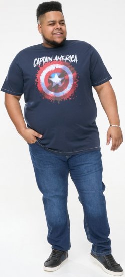 D555 ROGERS Official Captain America Printed T-Shirt Dark Navy - Trička - Trička nadměrné velikosti - 2XL-14XL